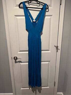 Rolla Coster Vibrant Blue V-Neck Cut Out Midi Dress Size Large